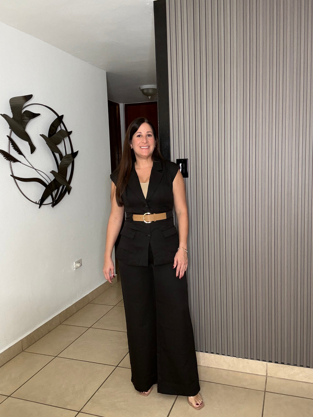 Black set with camel belt