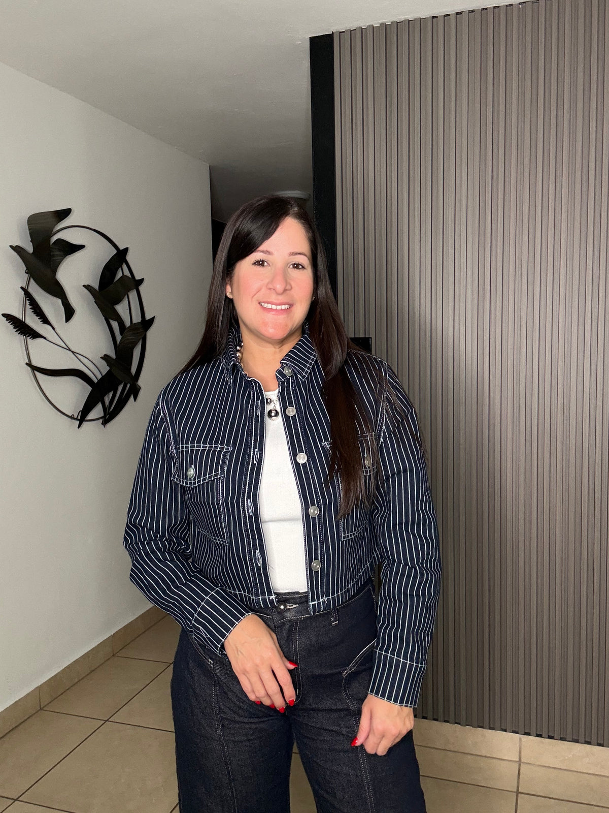 Jean and stripe jacket