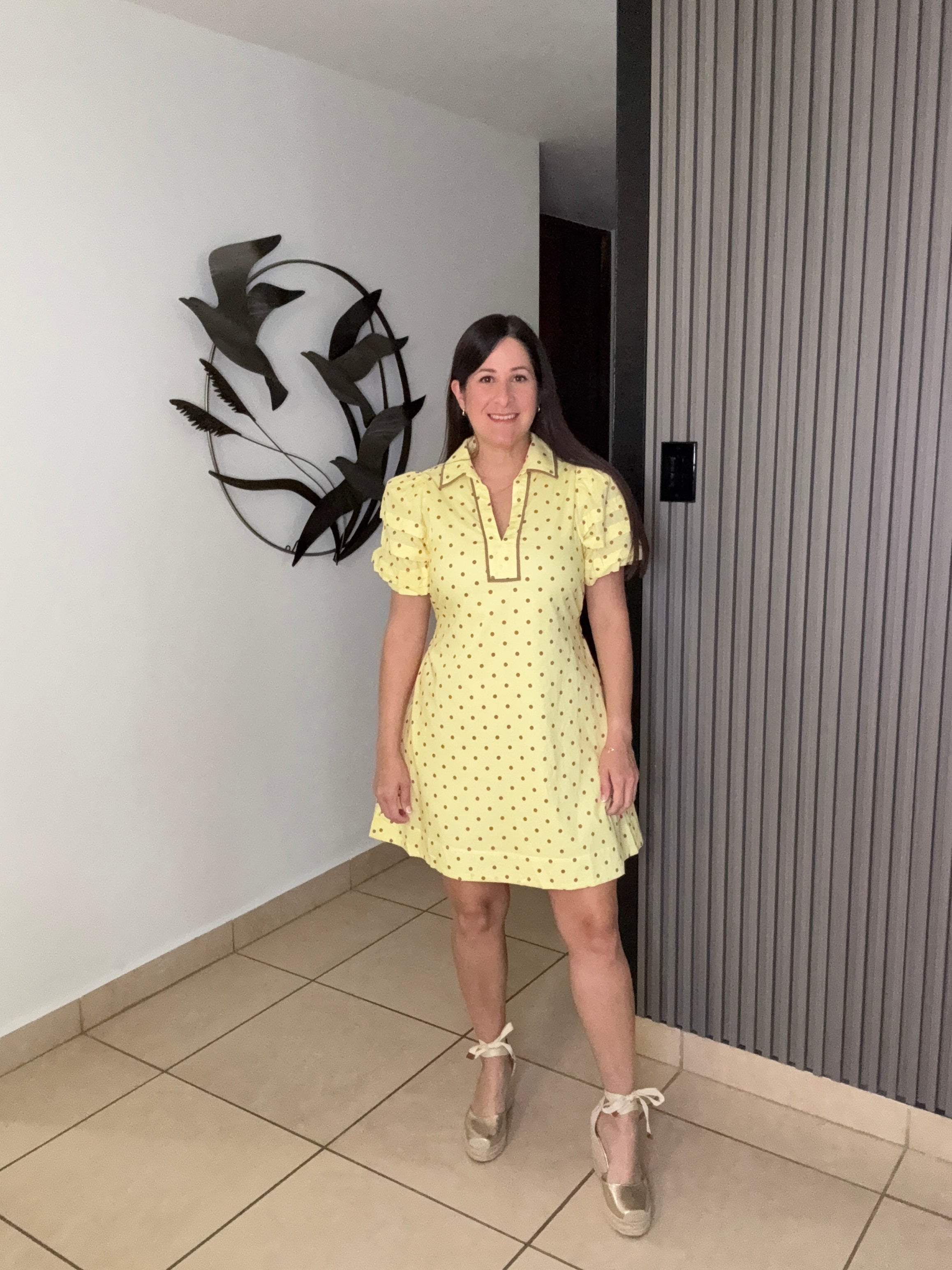 Camile Butter Yellow Polka Dress