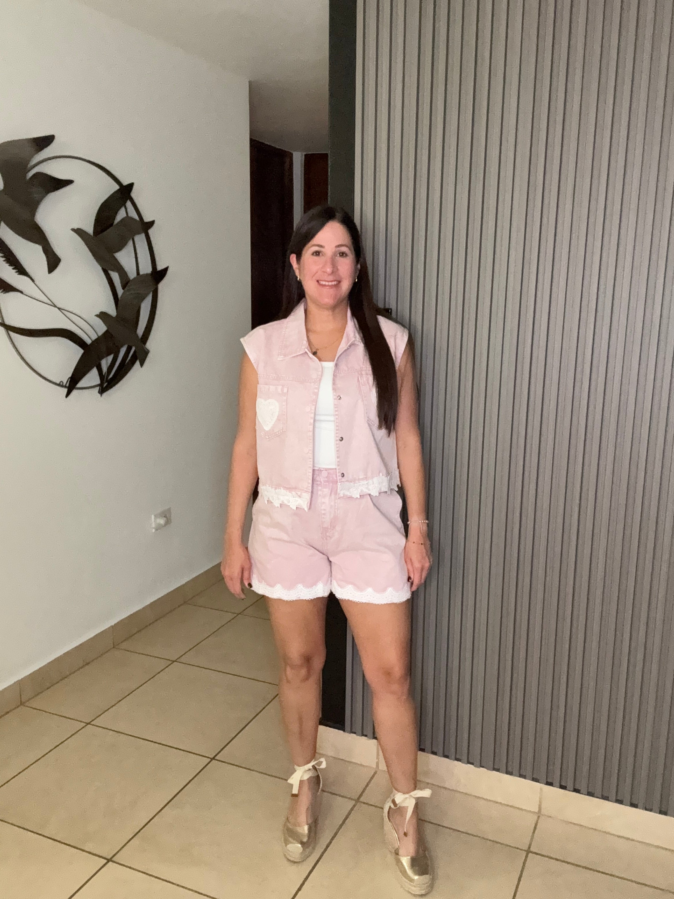 Heart Patch pink Denim set