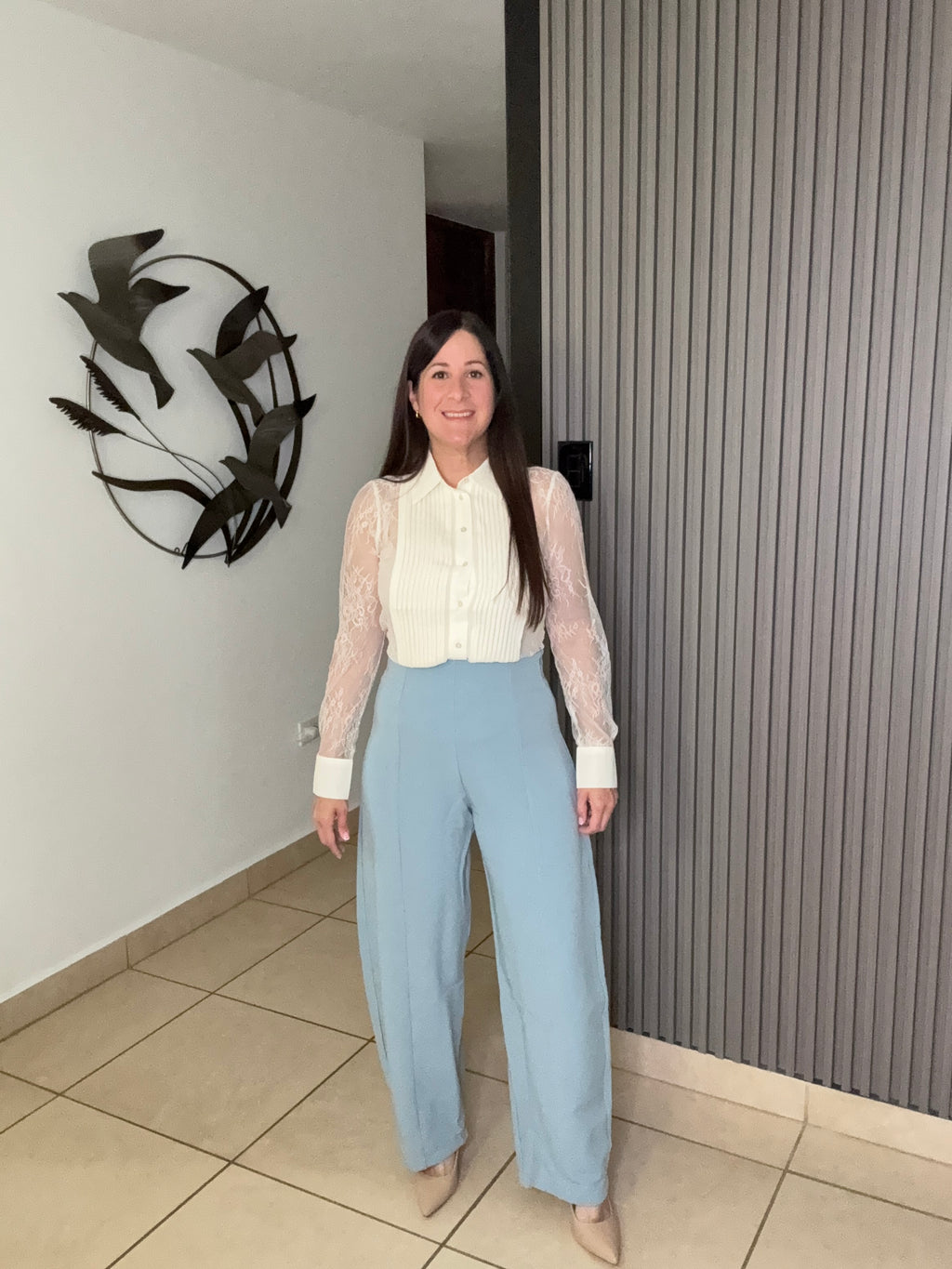 Sky Blue Barril Elegant Pant