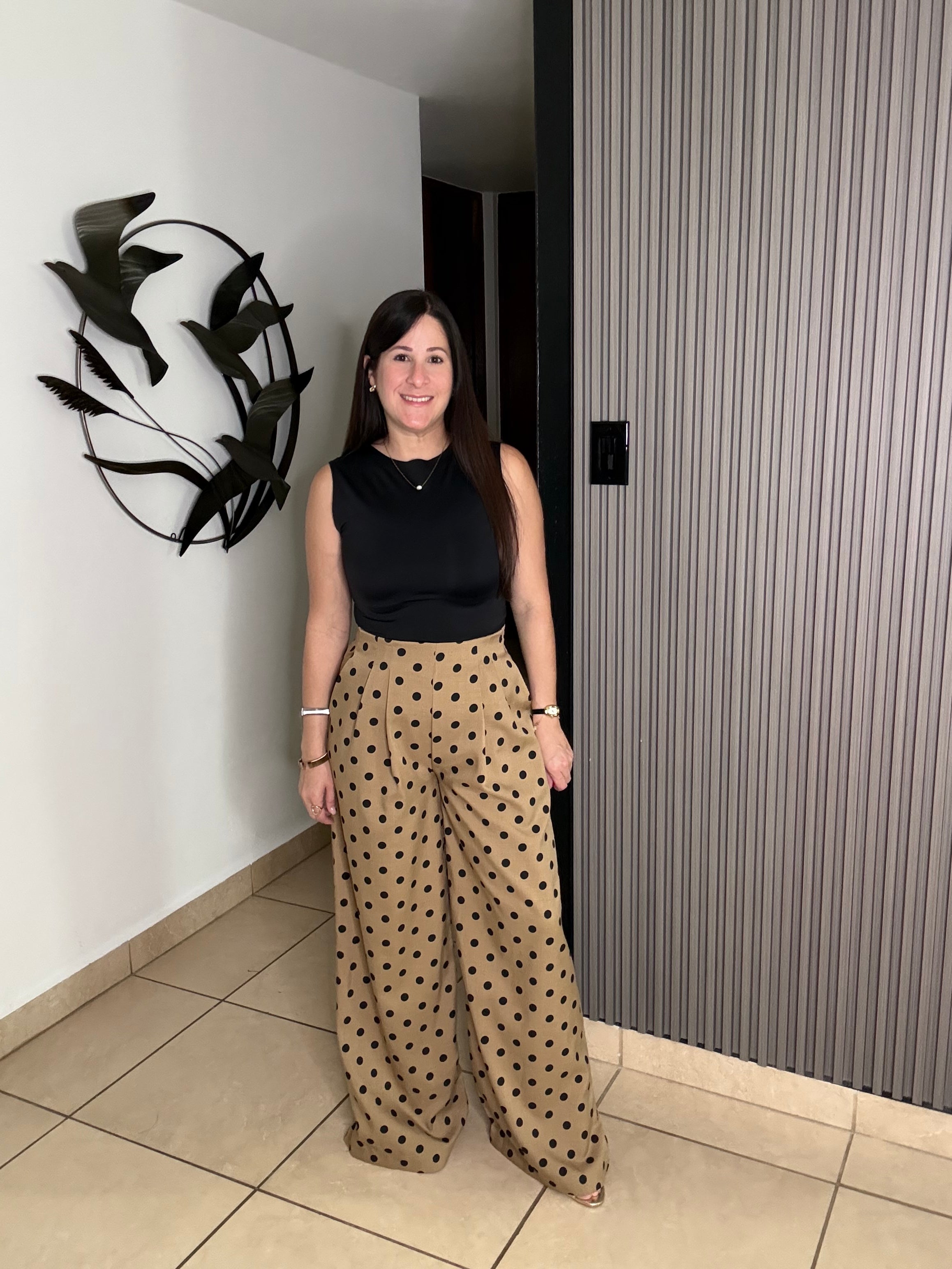 Lunares crema y negro - pants