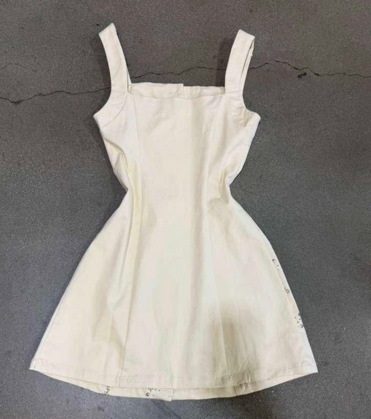 Beige detail mini dress