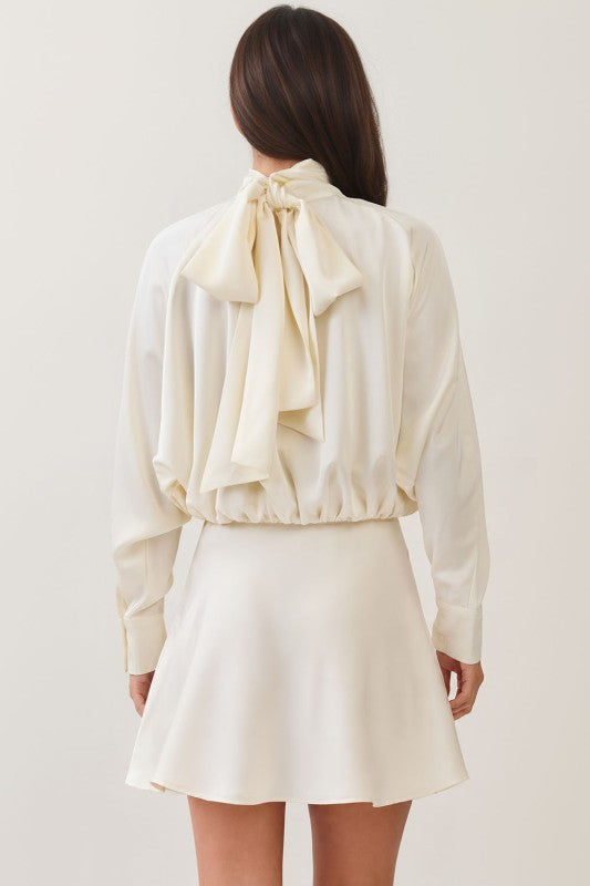 Cream satin mini dress