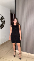 Black gold details dress