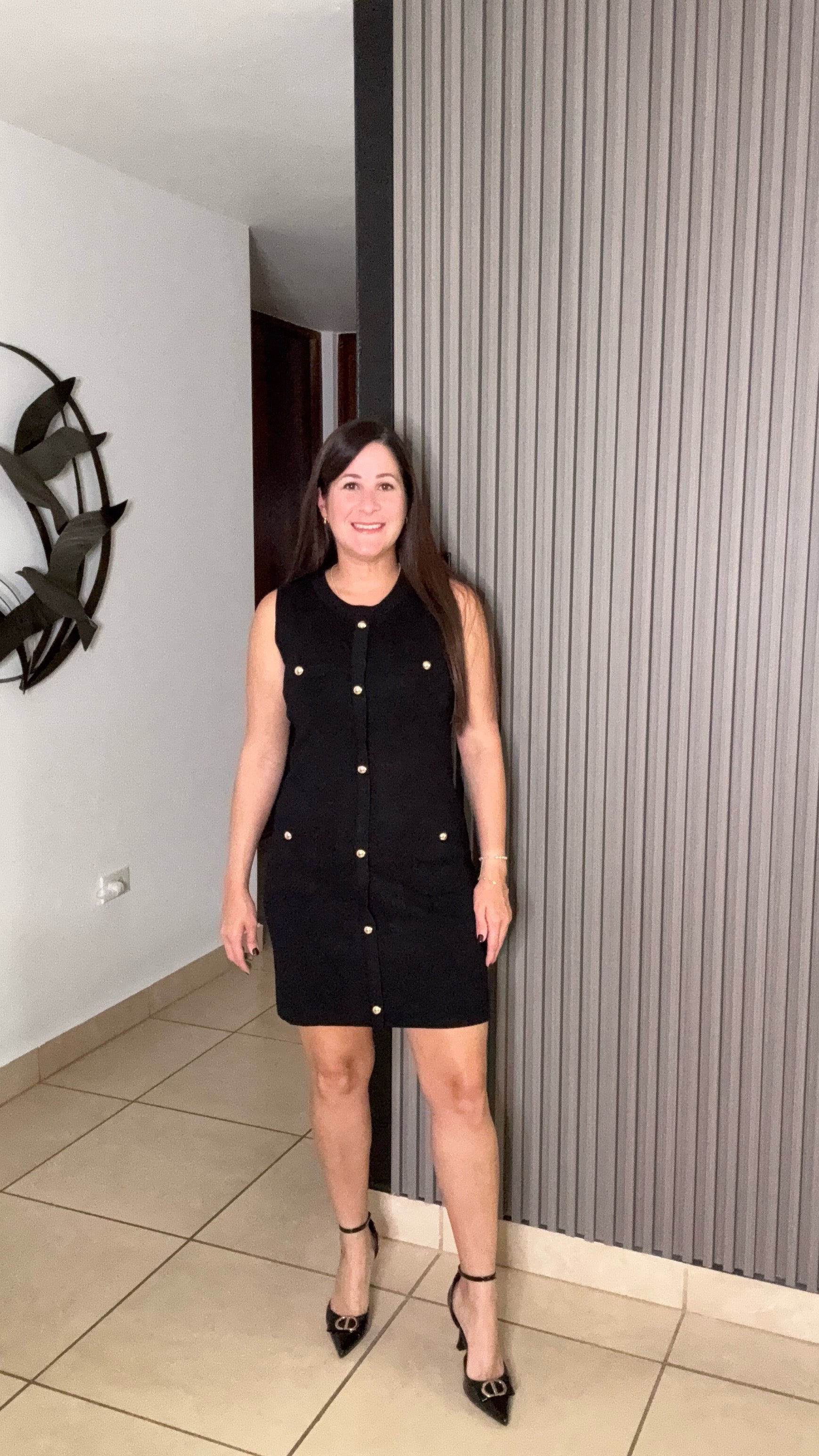 Black gold details dress