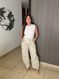 Ivory and Choco Polka Barrel jean