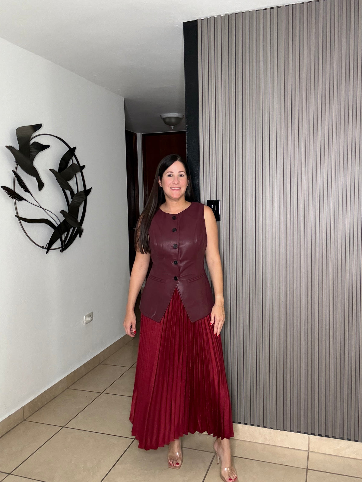 Burgundy Satin Skirt