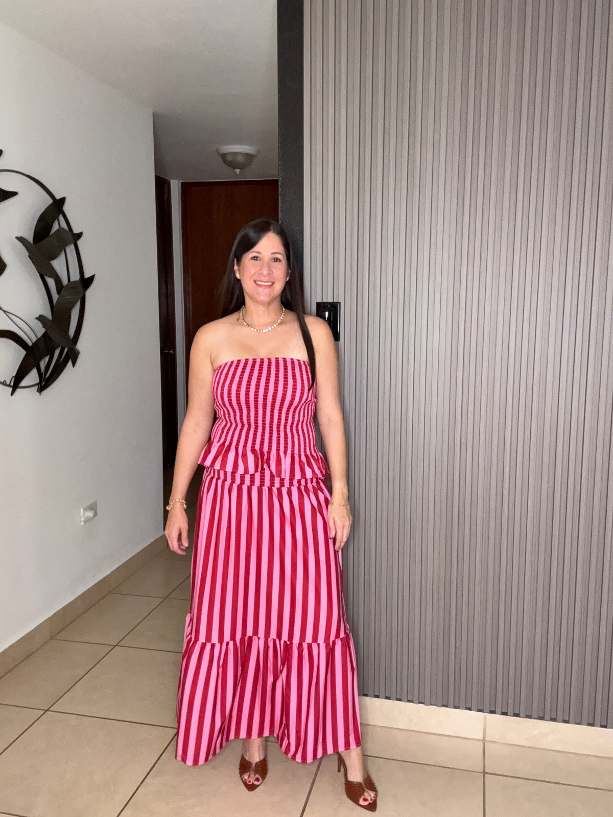 Stripe Pink and wine set