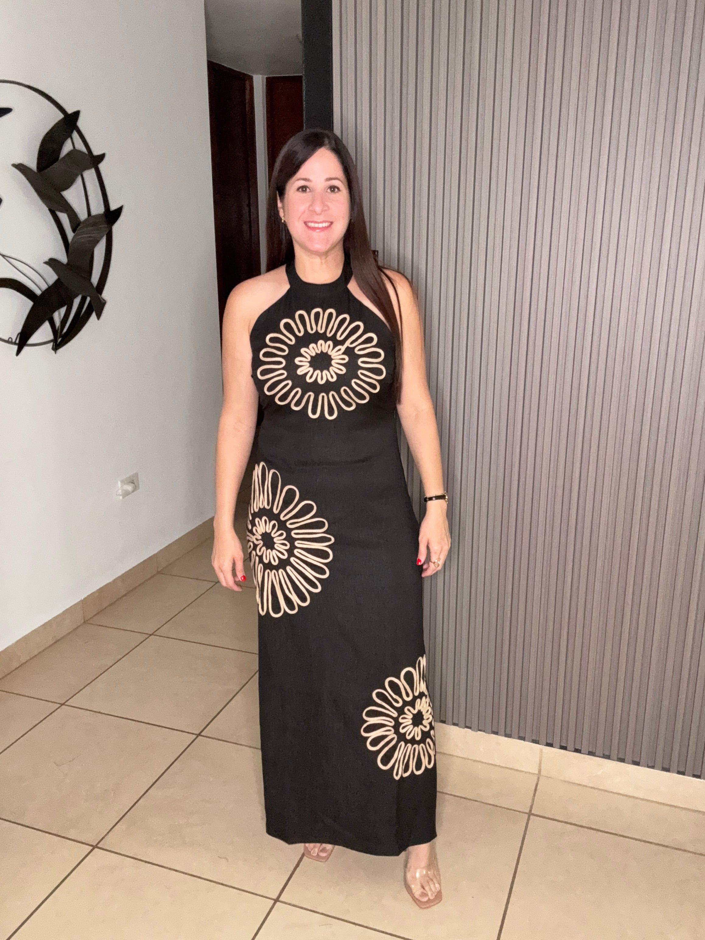 Julie Black and Gold dress