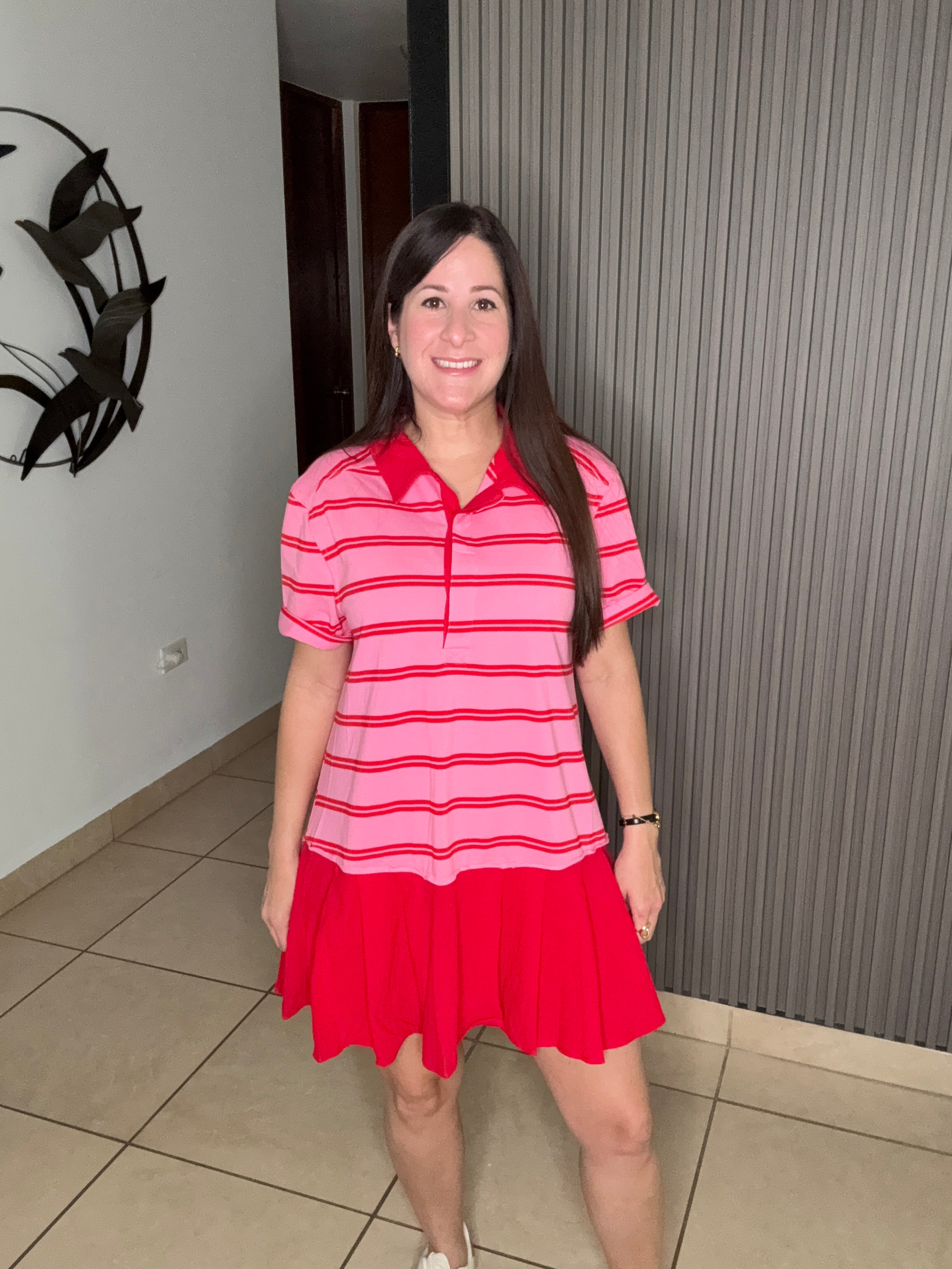 Pink and red Polo Dress