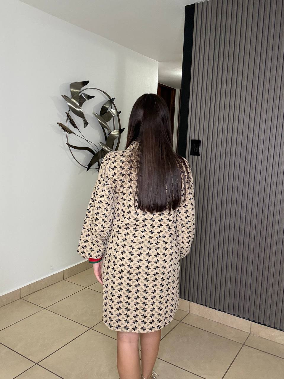 Taupe Geometric Dress