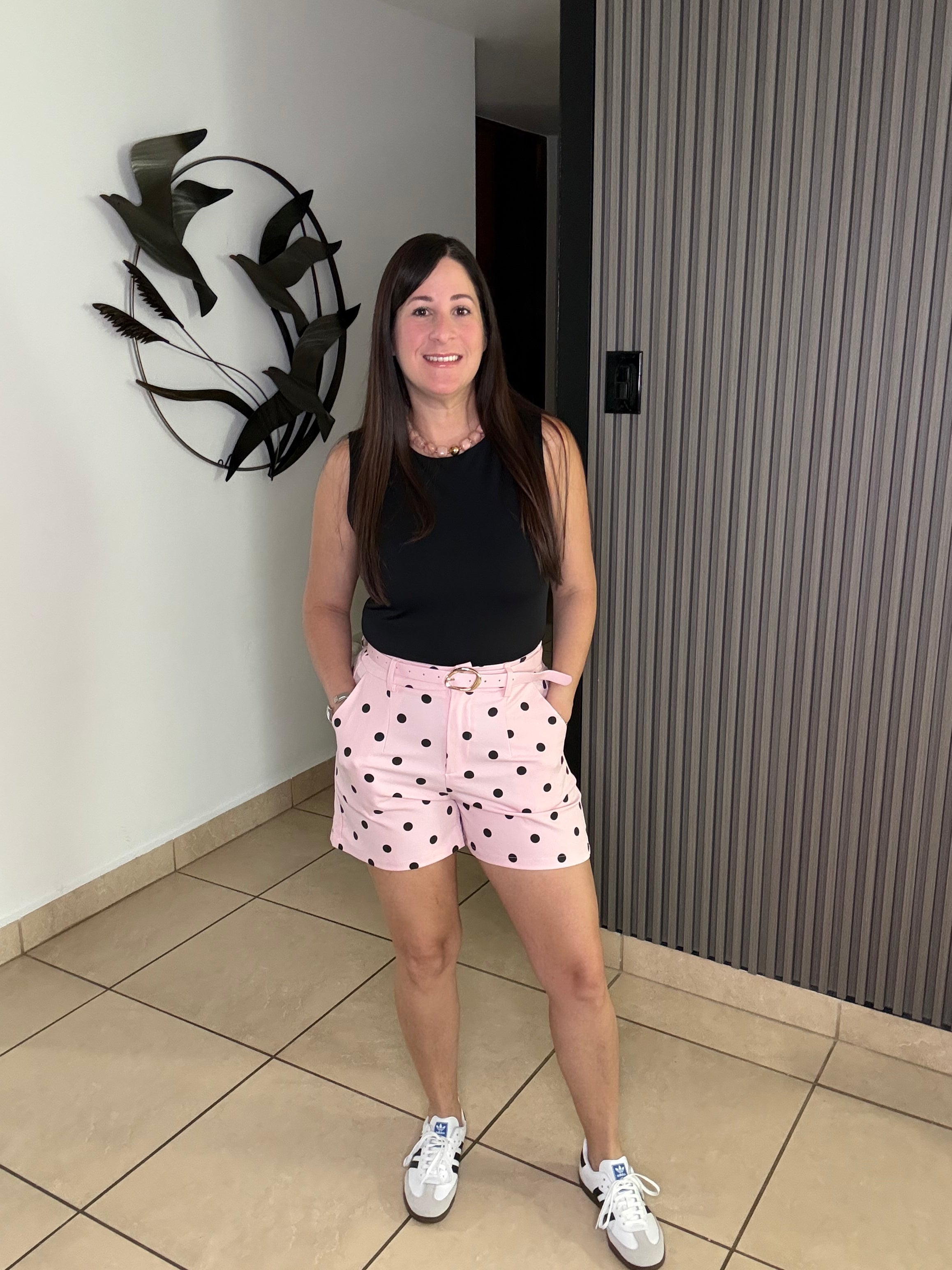 Summer pink polka dot pant