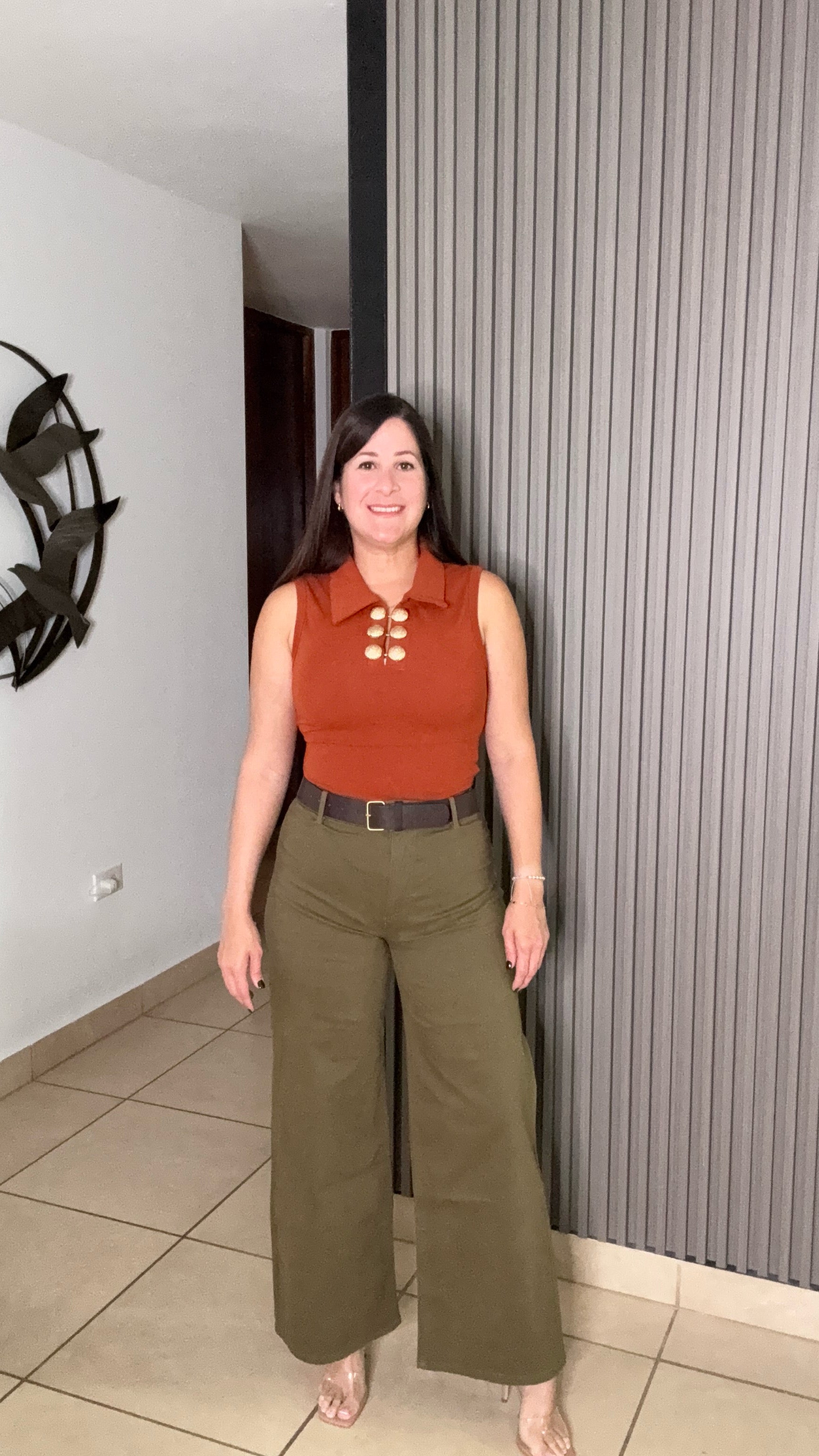 Olive belted pant