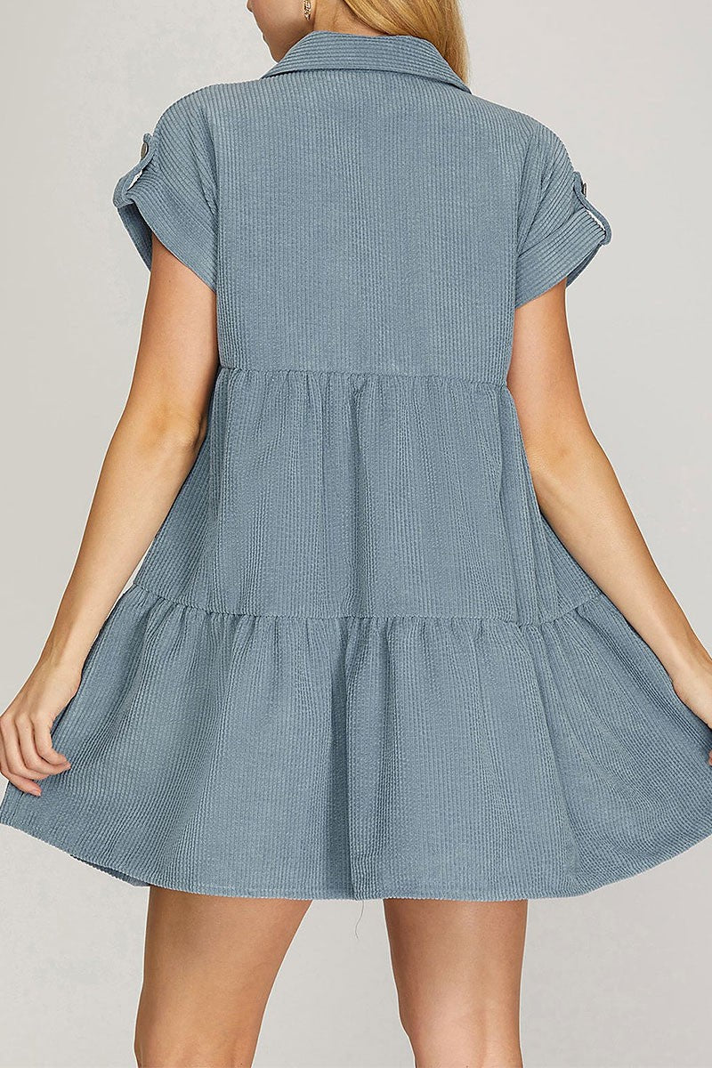 Corduroy Dusty Blue Dress