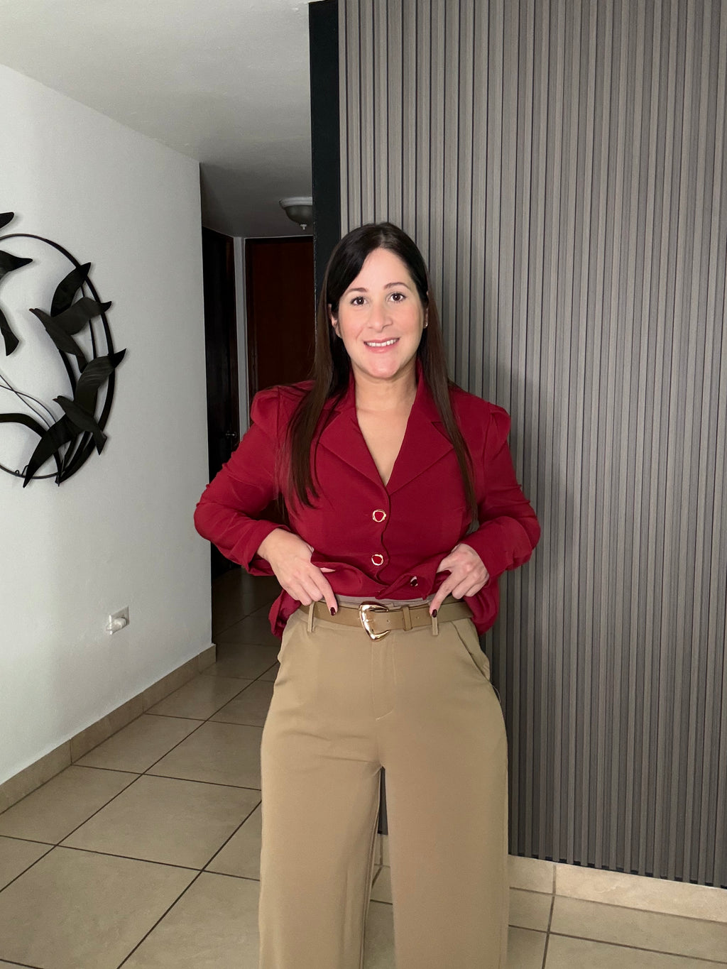 Taupe Work Belted pant