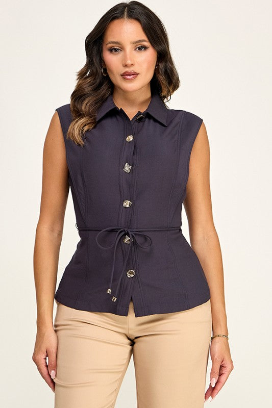 Edith Navy Top