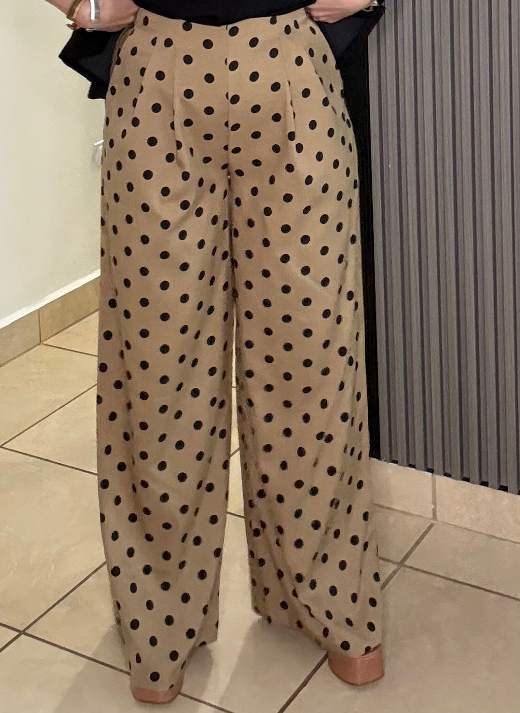 Camel polka dot pant