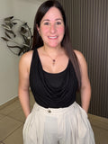 Black cowl neck top