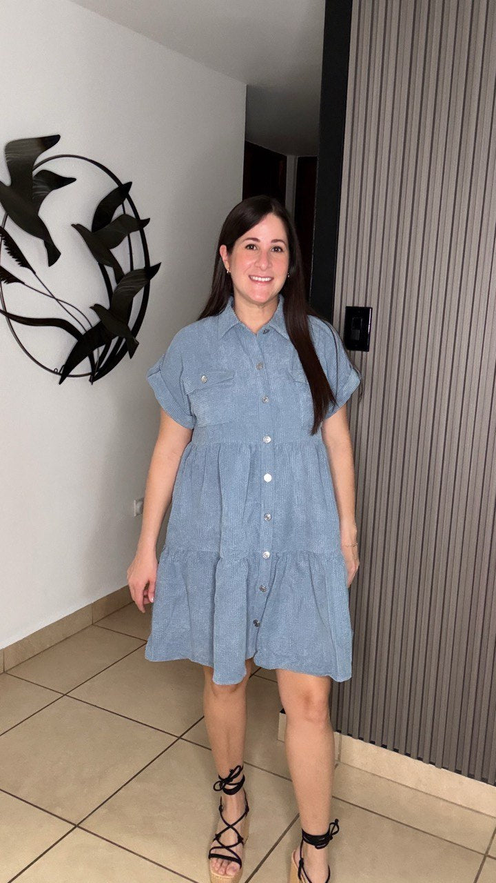 Corduroy Dusty Blue Dress