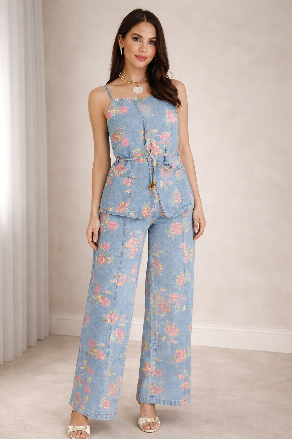 Woman Floral Demin pant