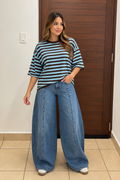 Oversize Brown and Turquoise top