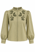 Sage embroidered top