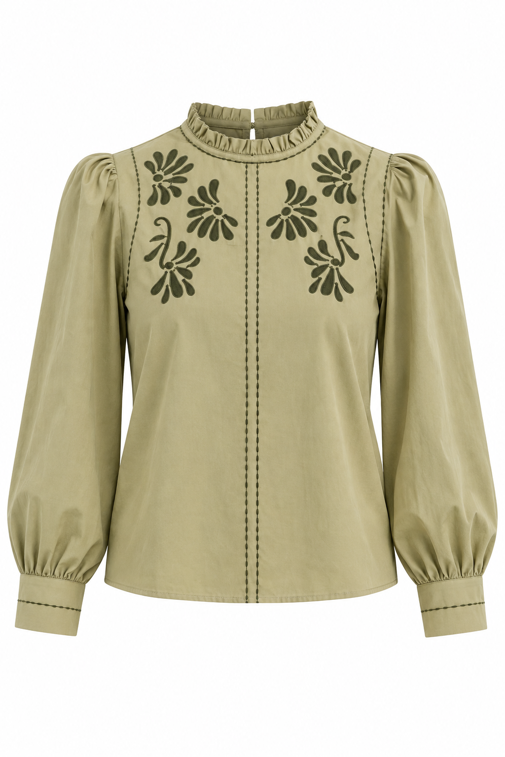 Sage embroidered top