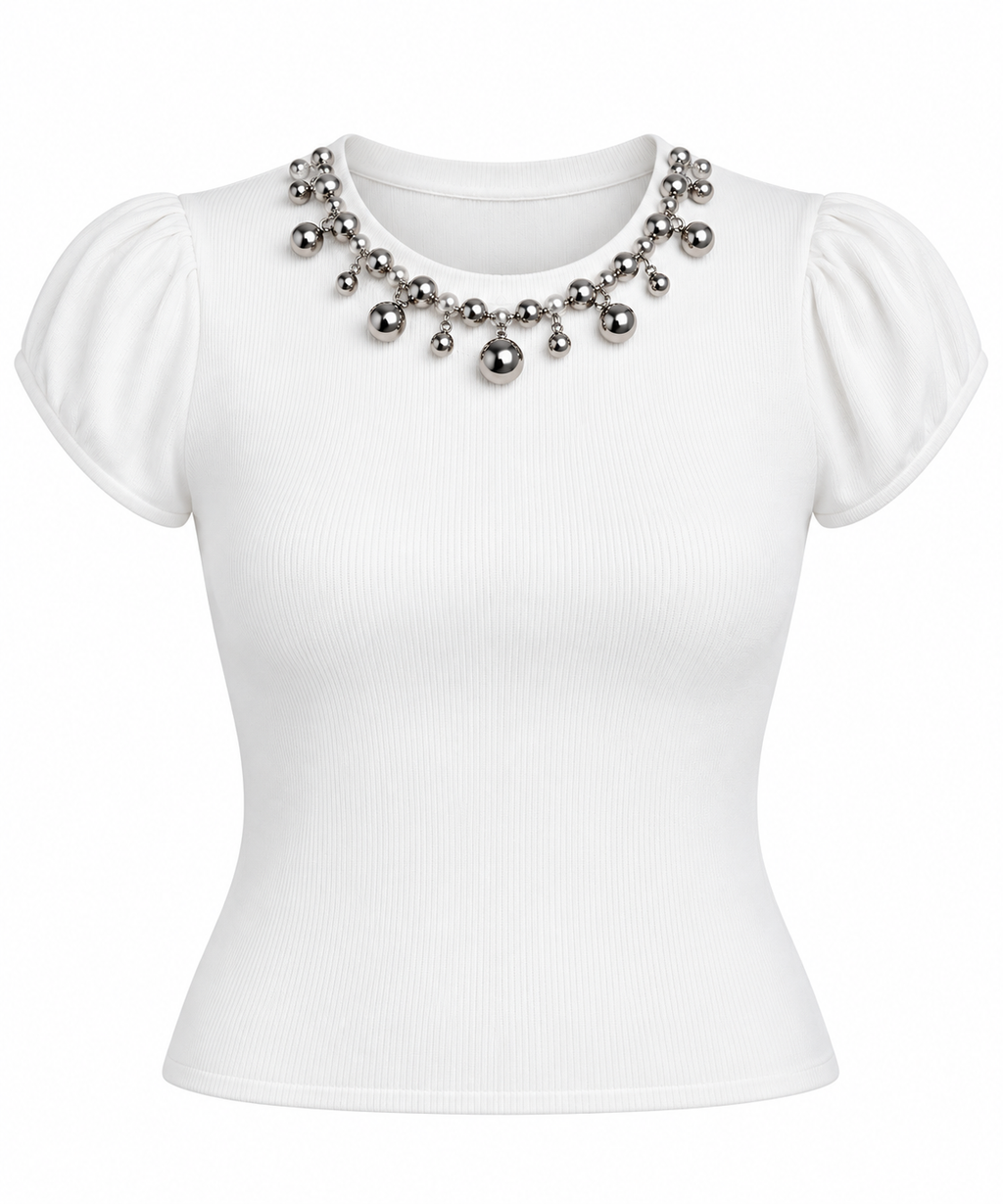 White silver necklace top