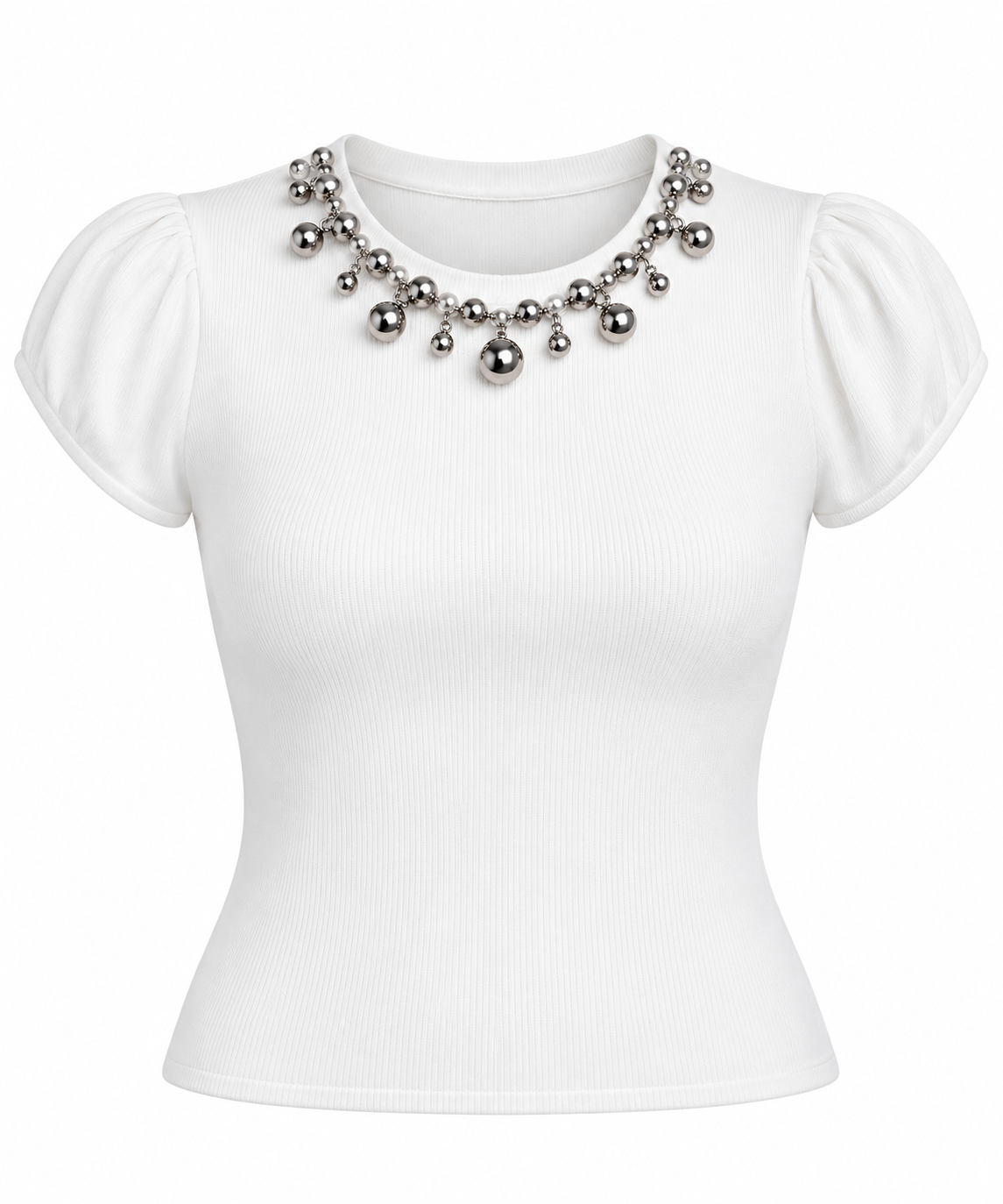 White silver necklace top