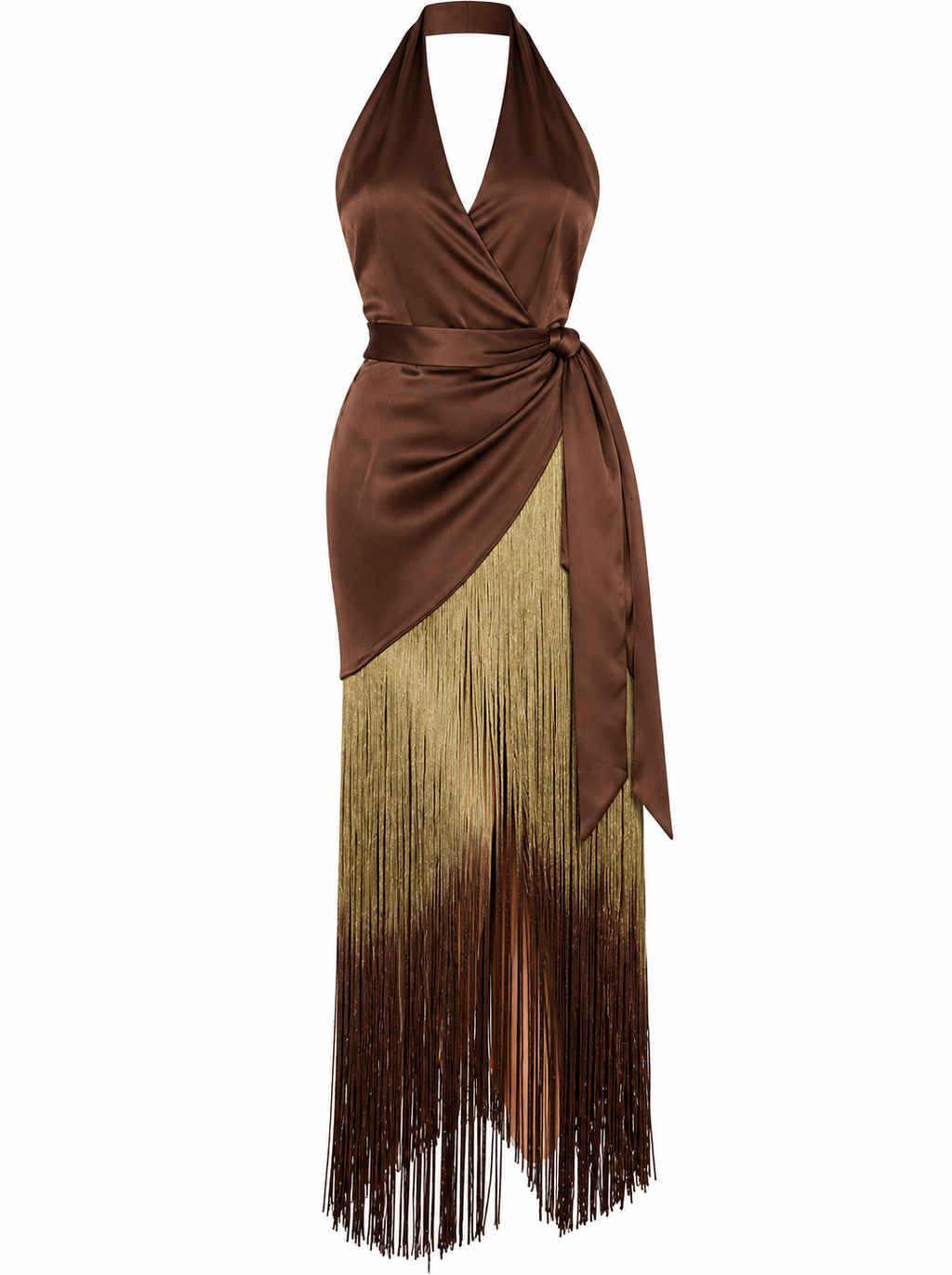 Silky fringe Choco Dress