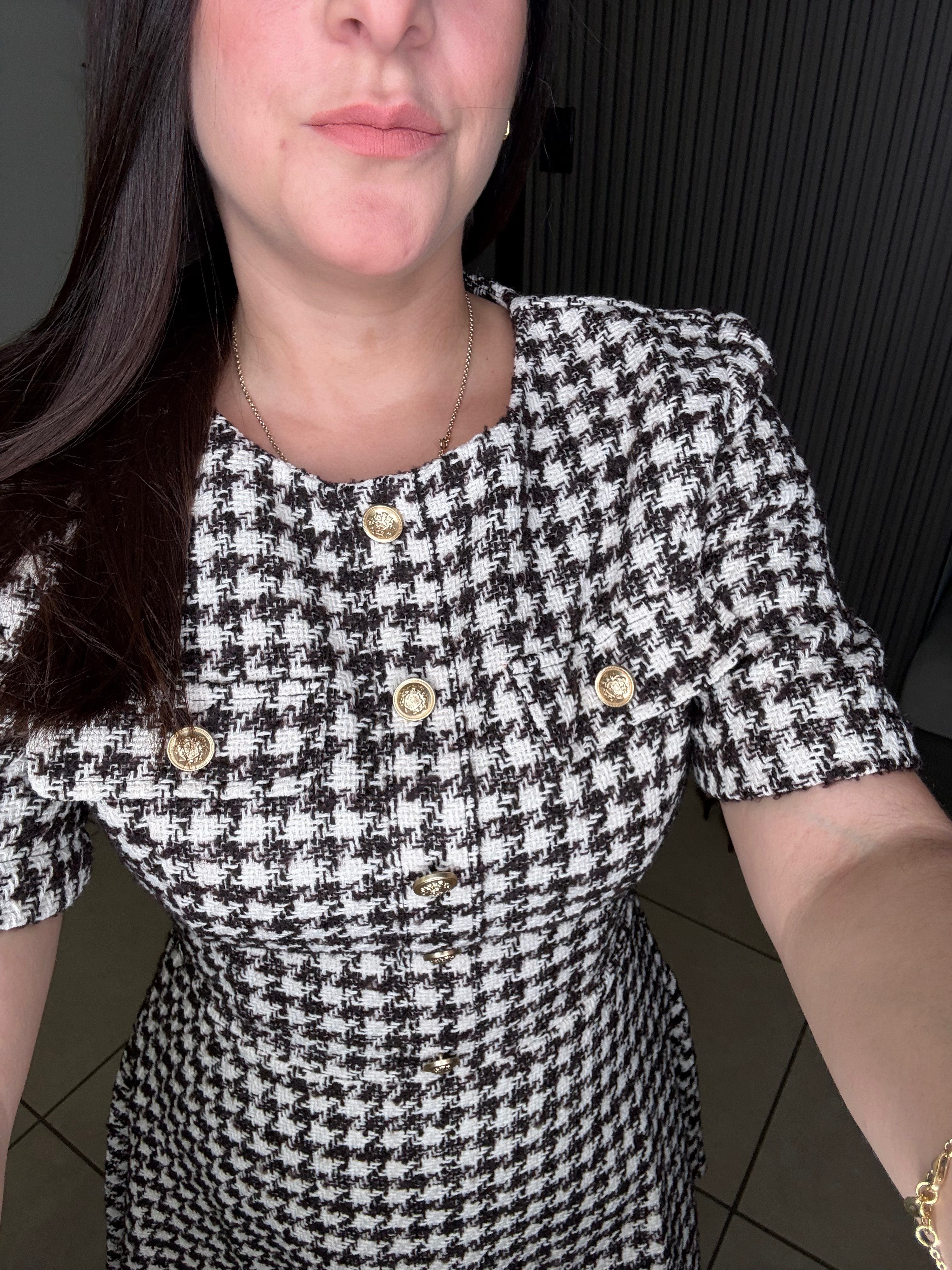 Tweed Dress - Ivory + Brown