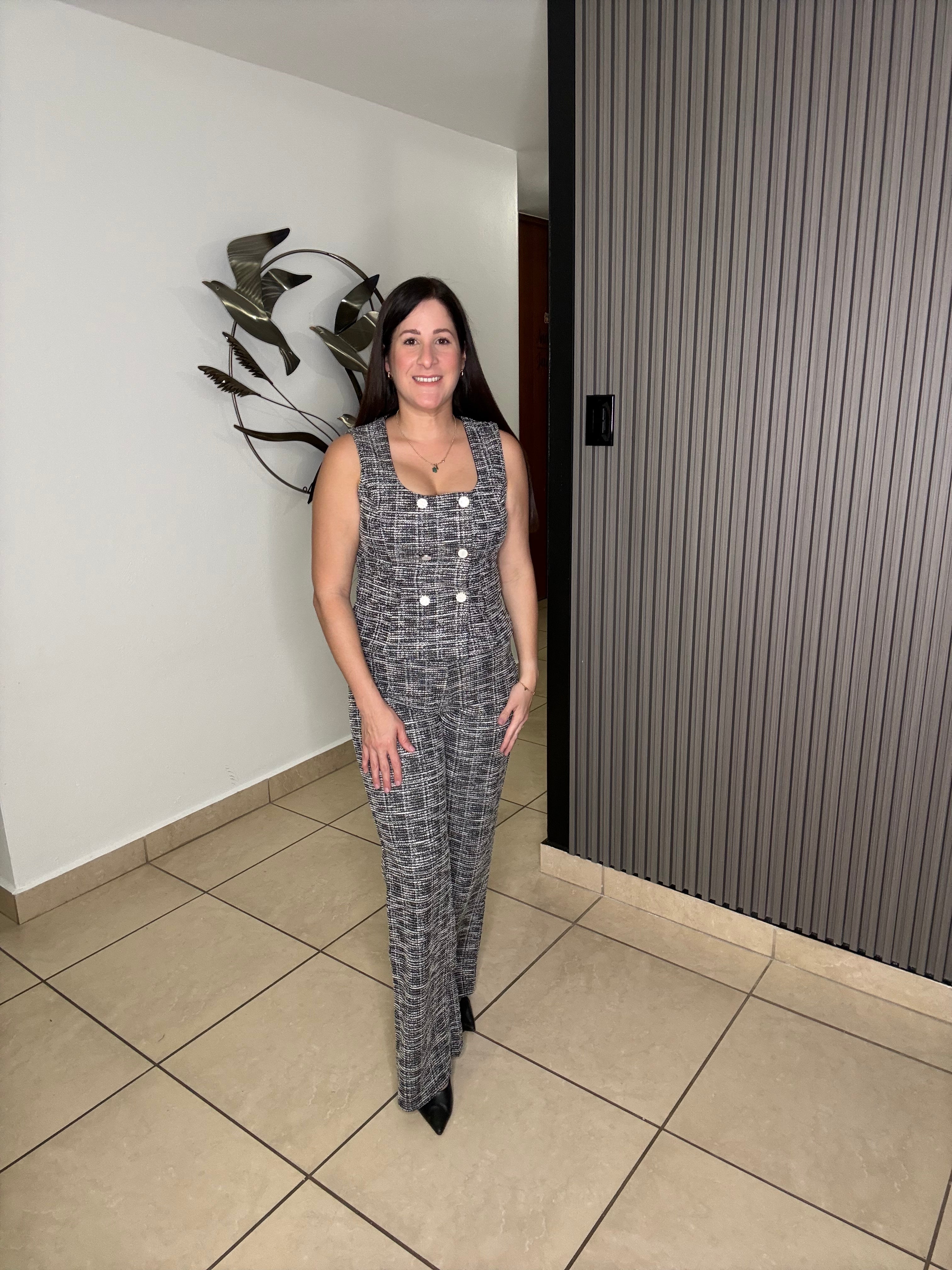 Sleeveless Tweed Pants Set