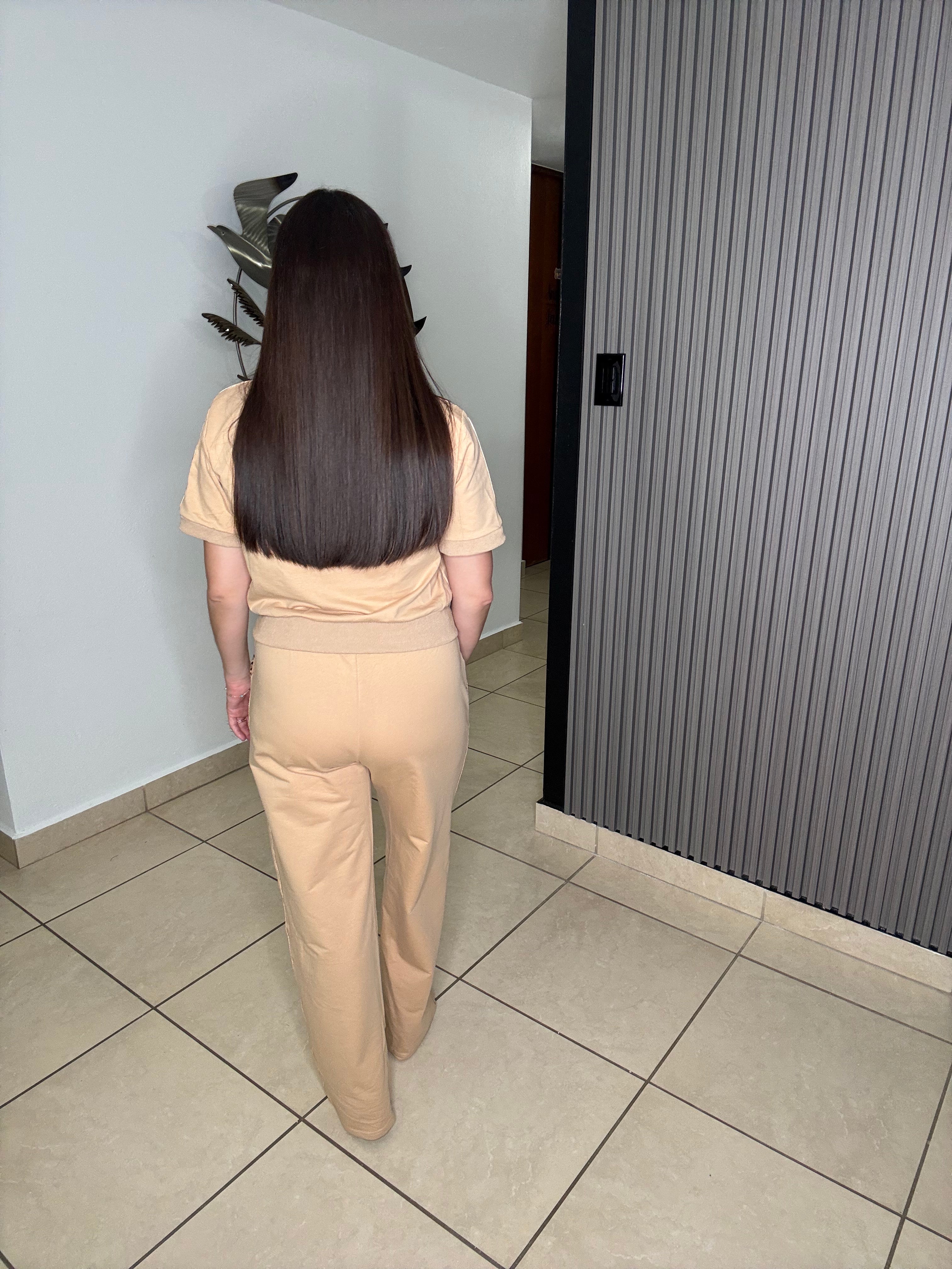 Beige Leopard Pants Set