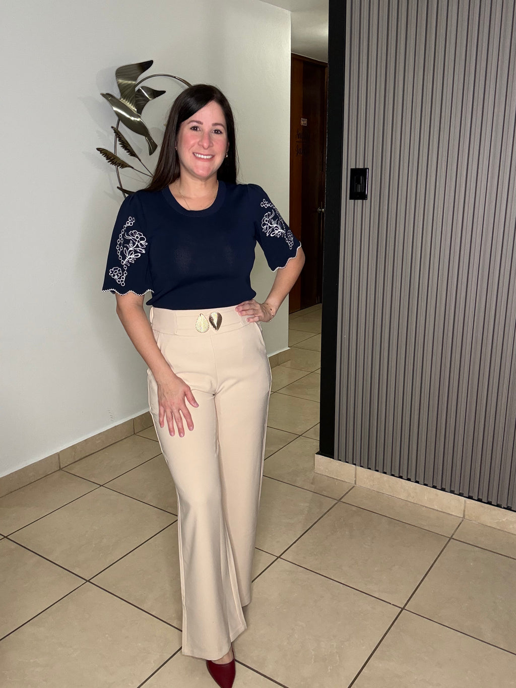 Embroidery Detail Knit Top