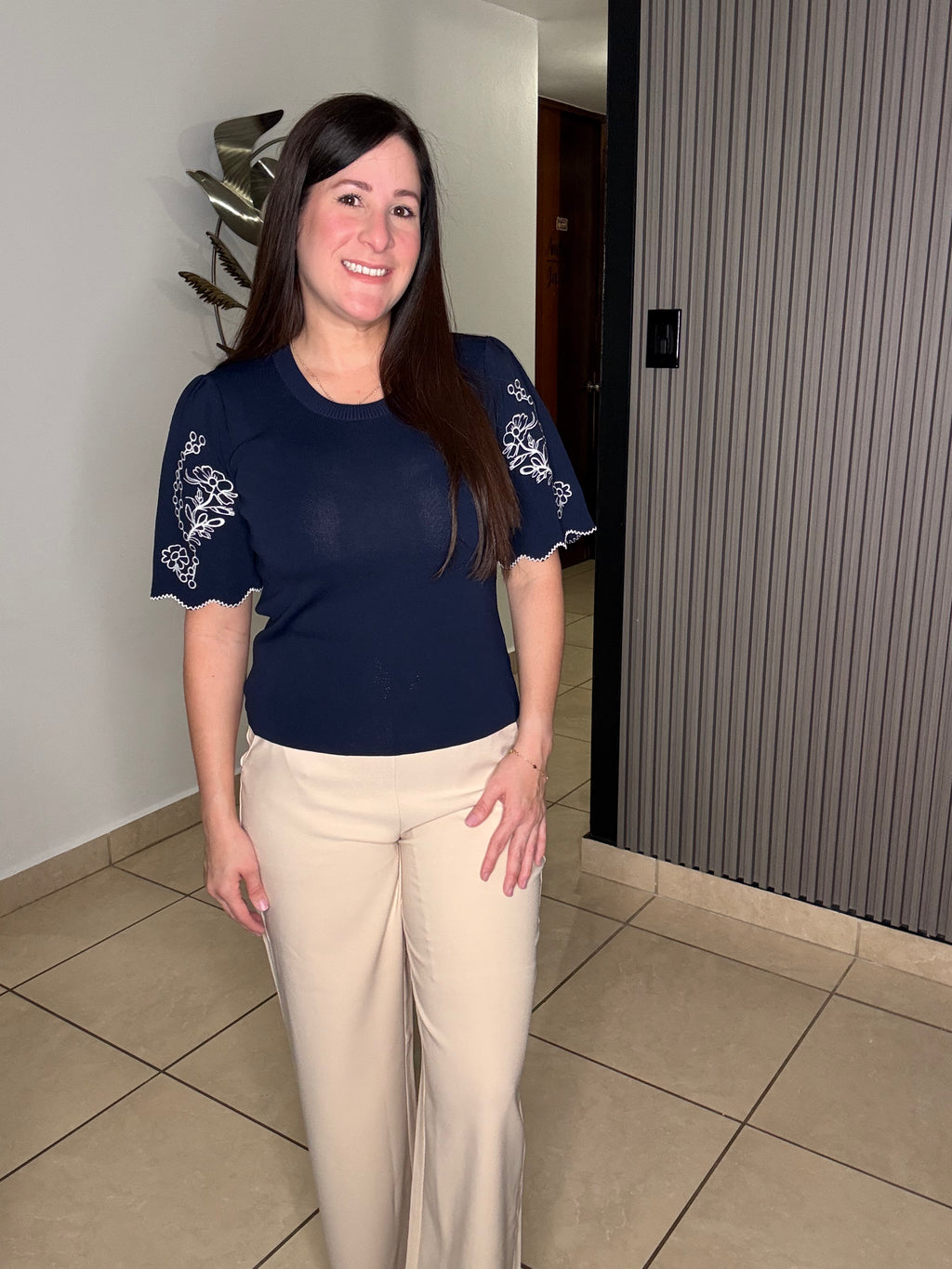 Embroidery Detail Knit Top