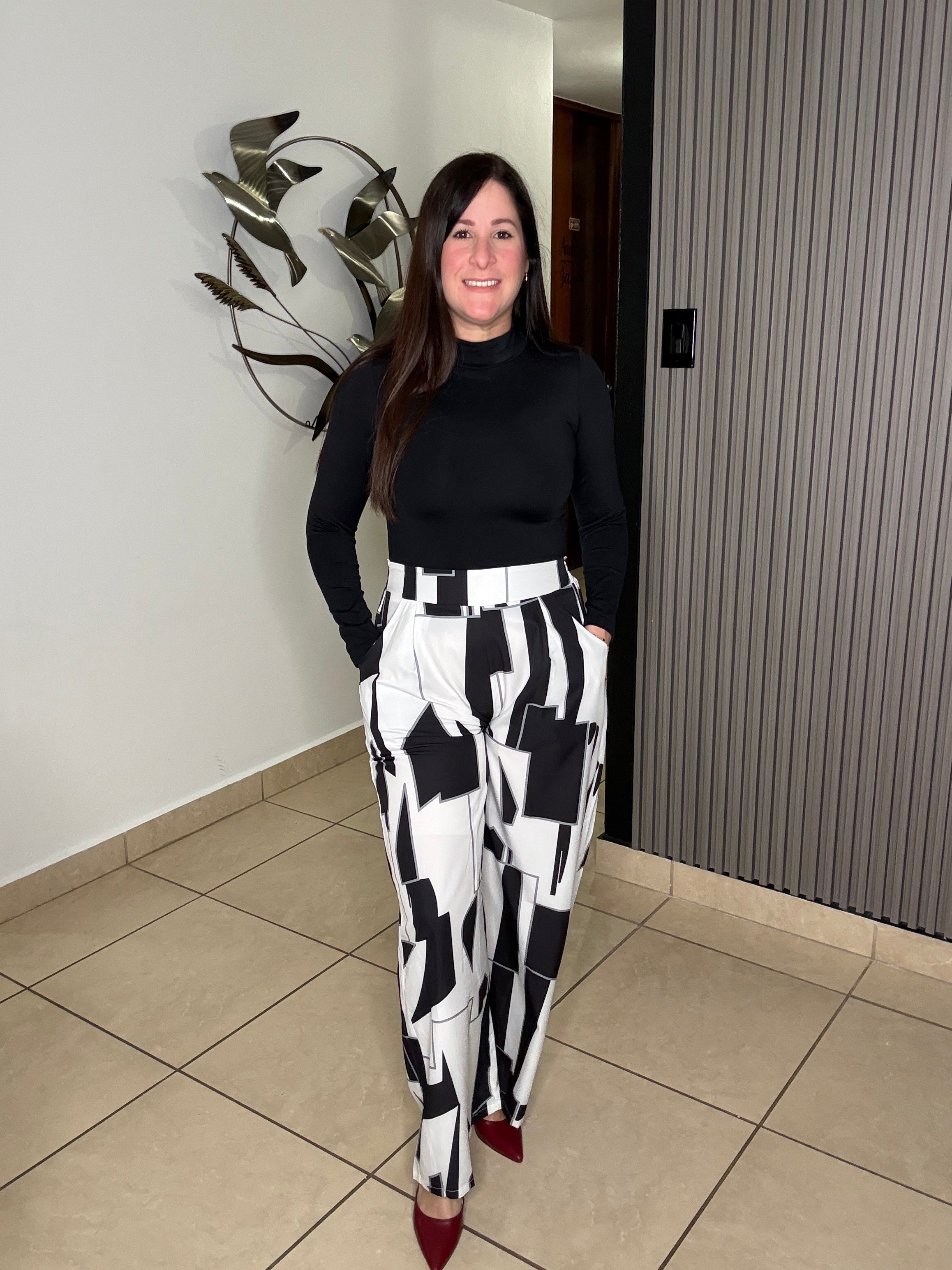 High Waist Wide Leg Patterned Pants