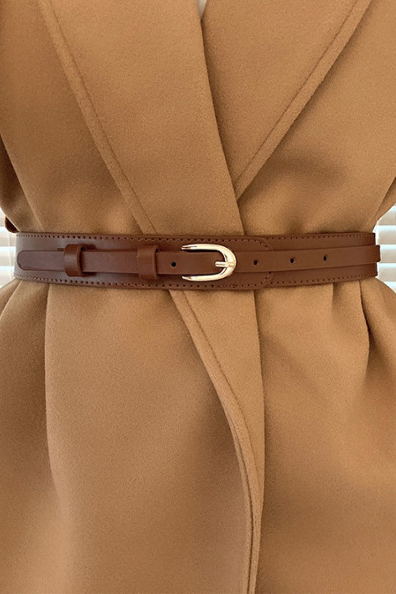 Oval Pin Buckle PU Leather Belt