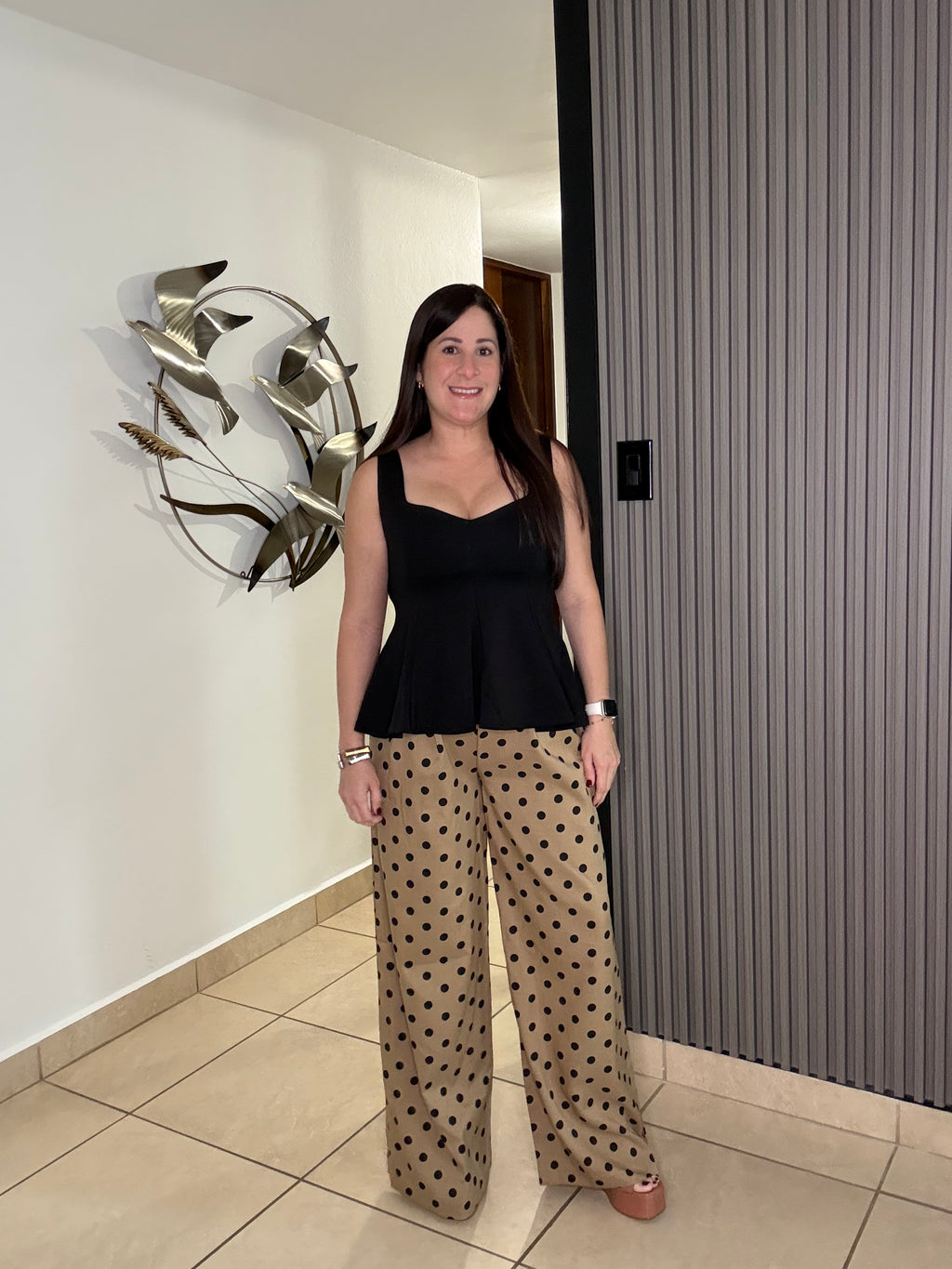 Camel polka dot pant