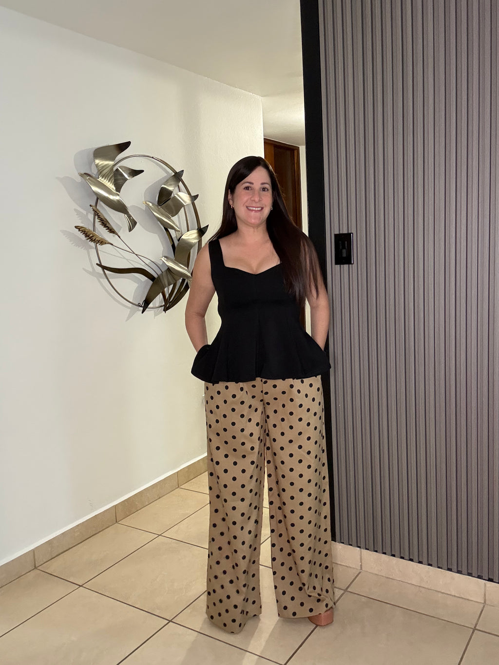 Camel polka dot pant