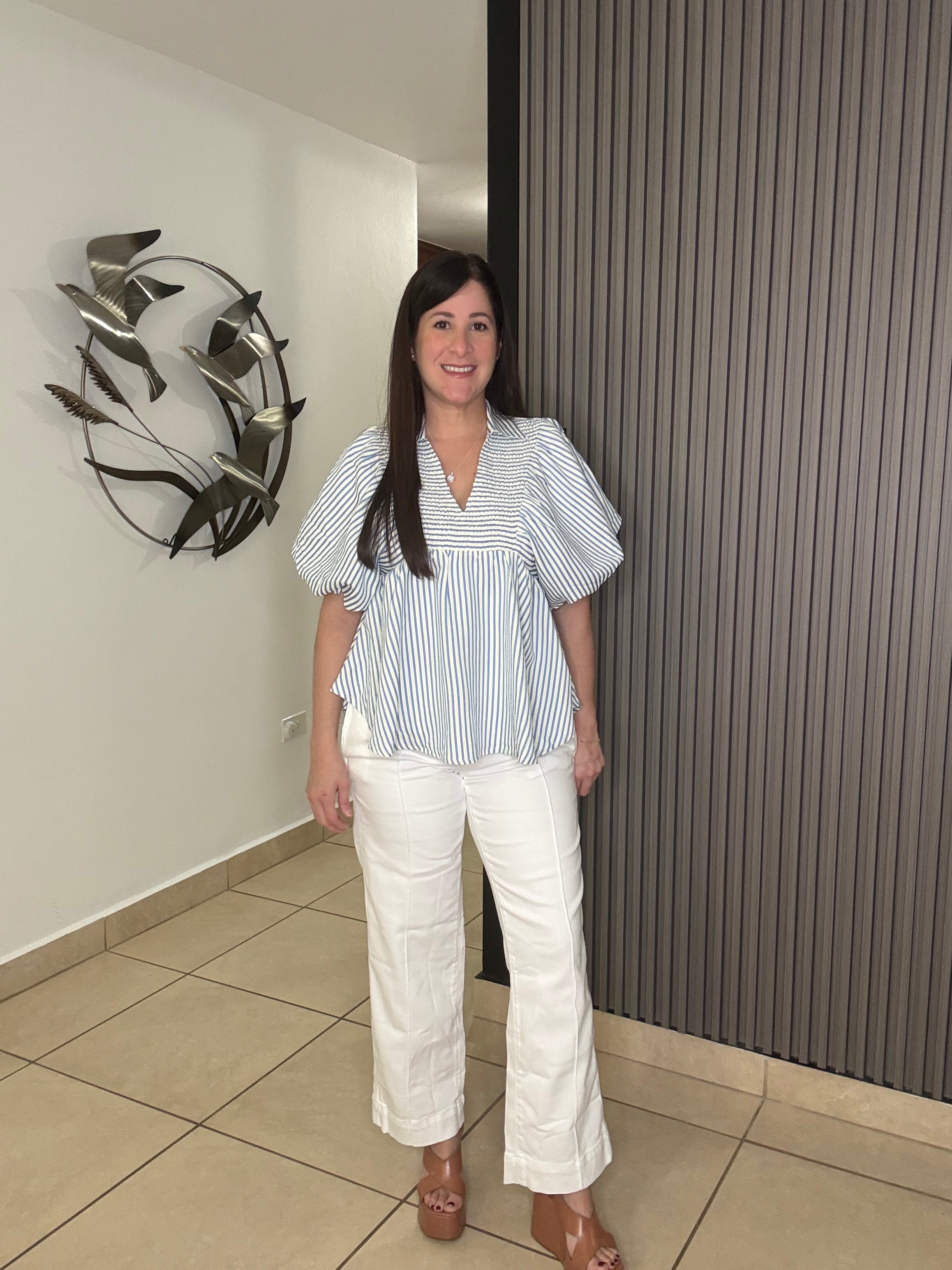 Enid blue stripe top