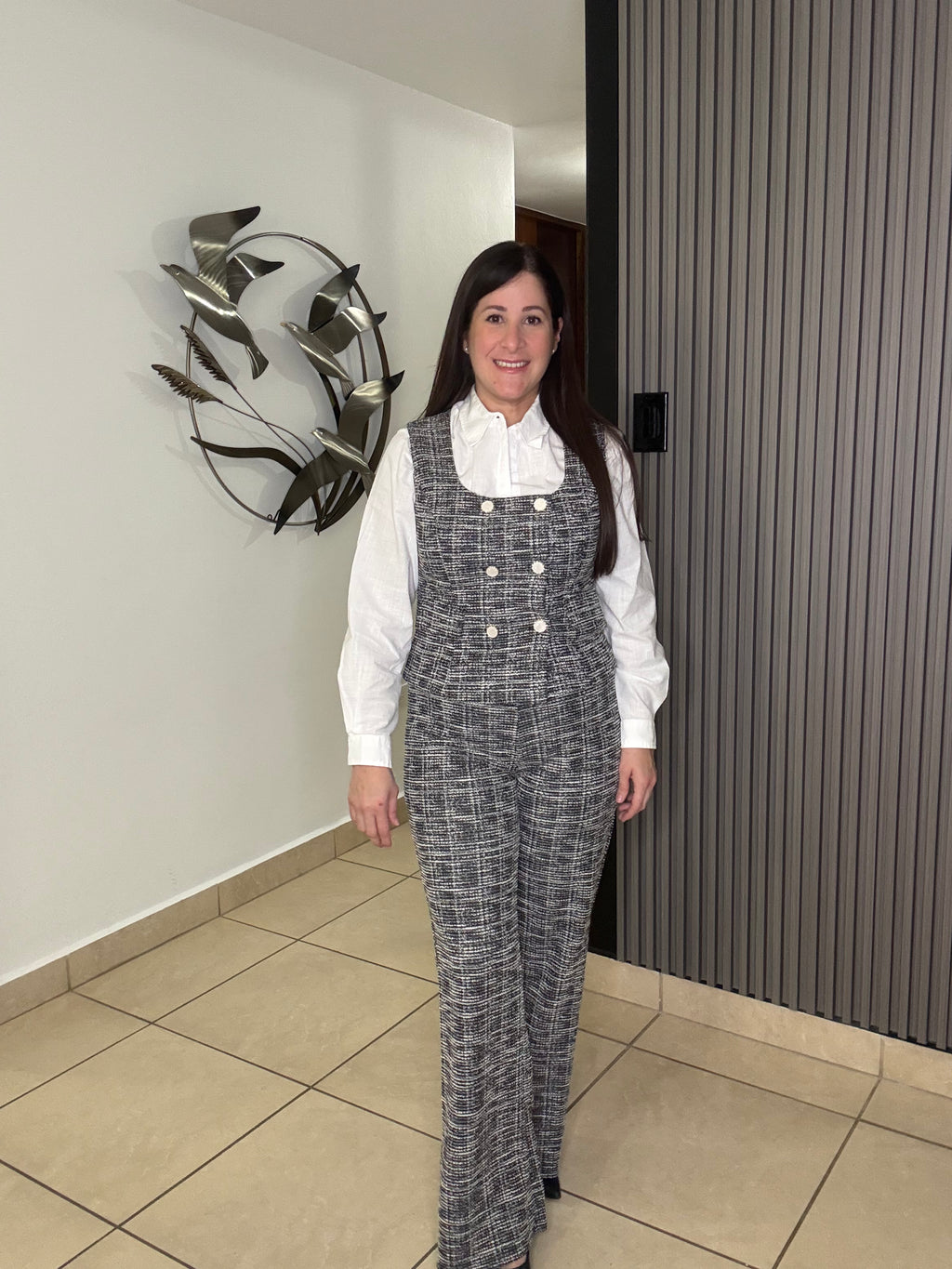 Sleeveless Tweed Pants Set