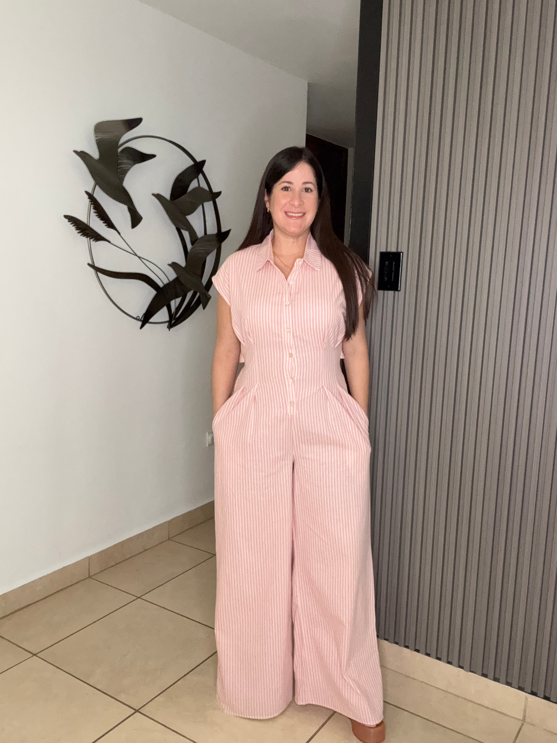 Pink Stripe Jumpsuit