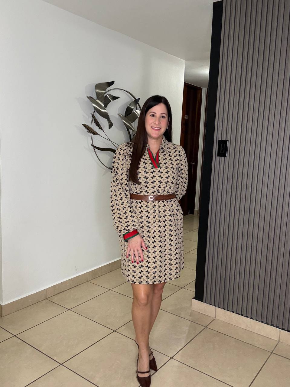 Taupe Geometric Dress