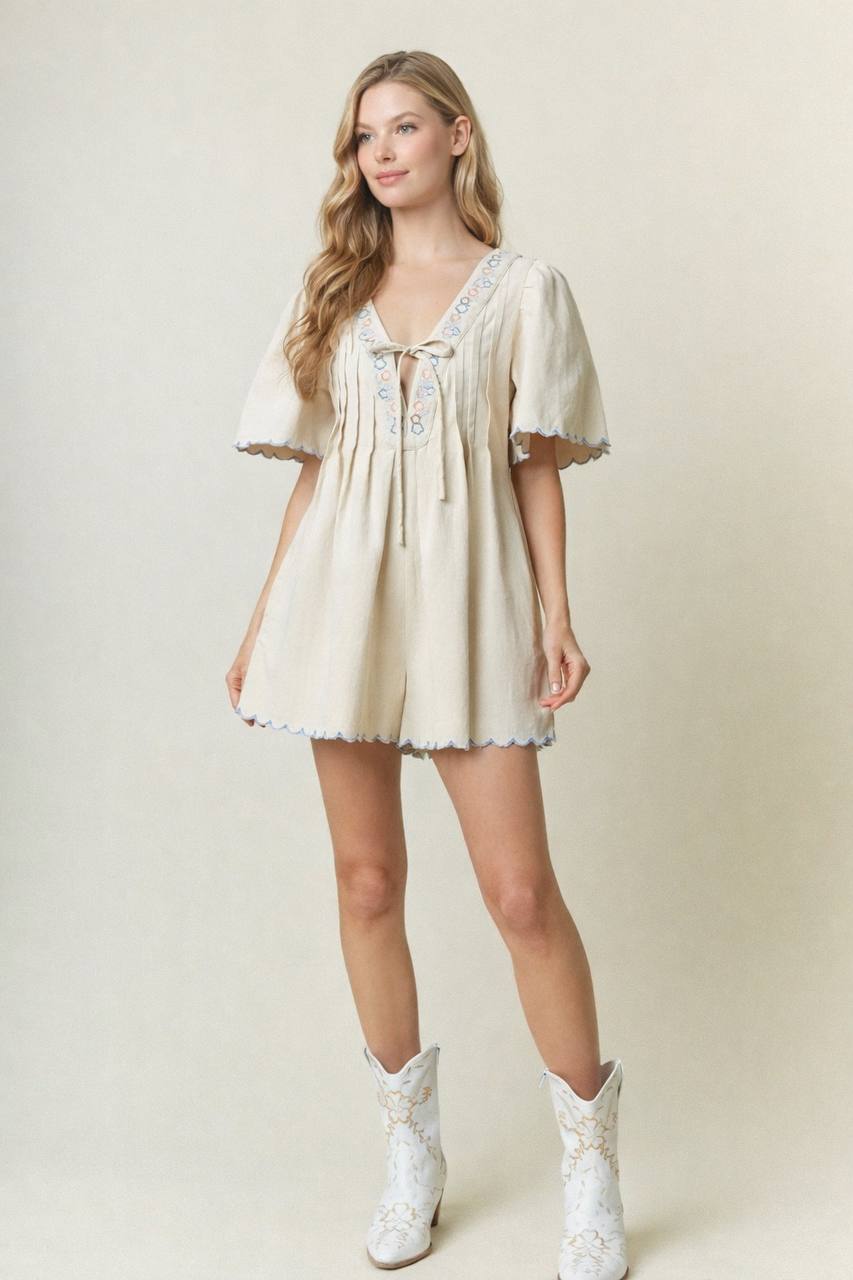 Cream Flower romper