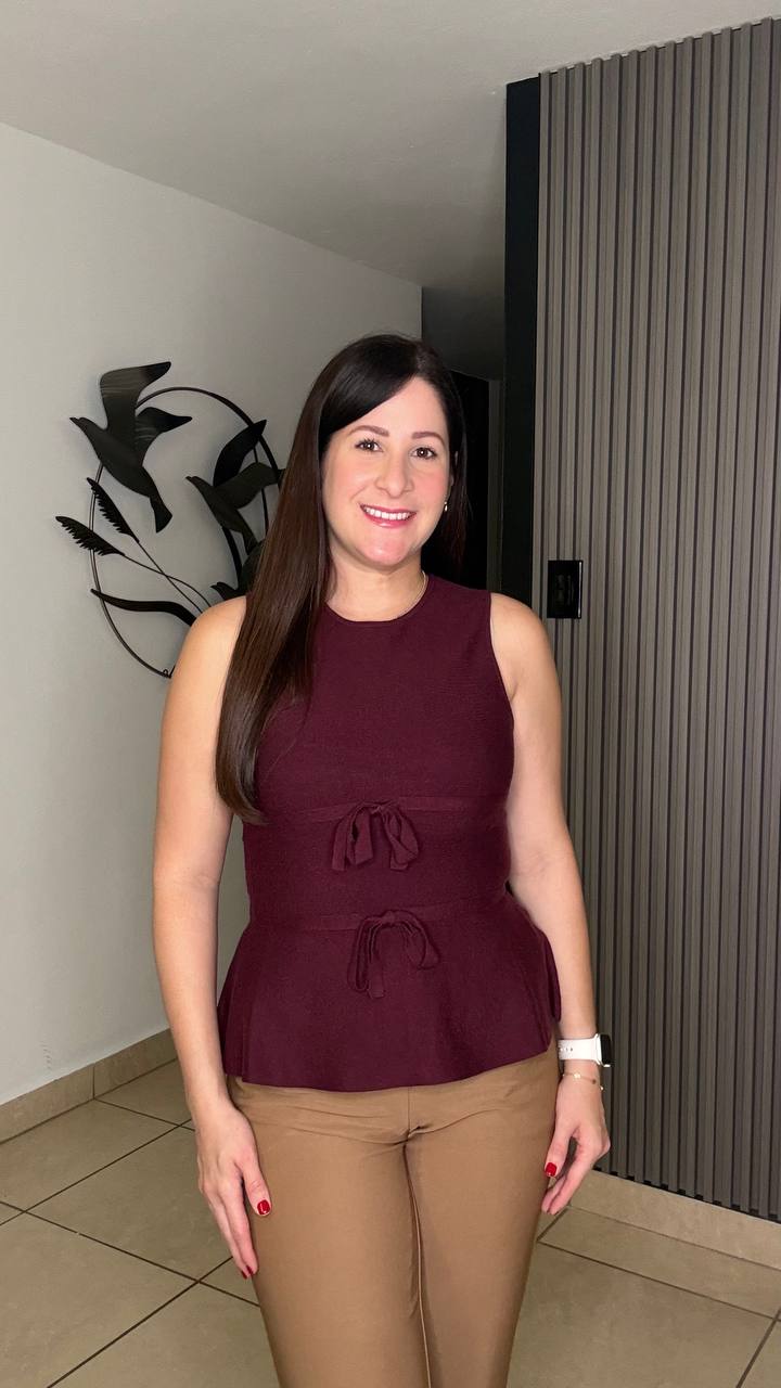 Round Neck Bow Tie Peplum Top