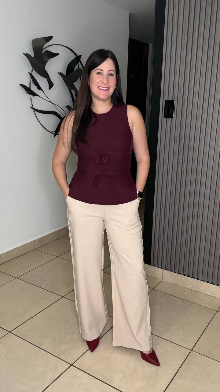 Round Neck Bow Tie Peplum Top