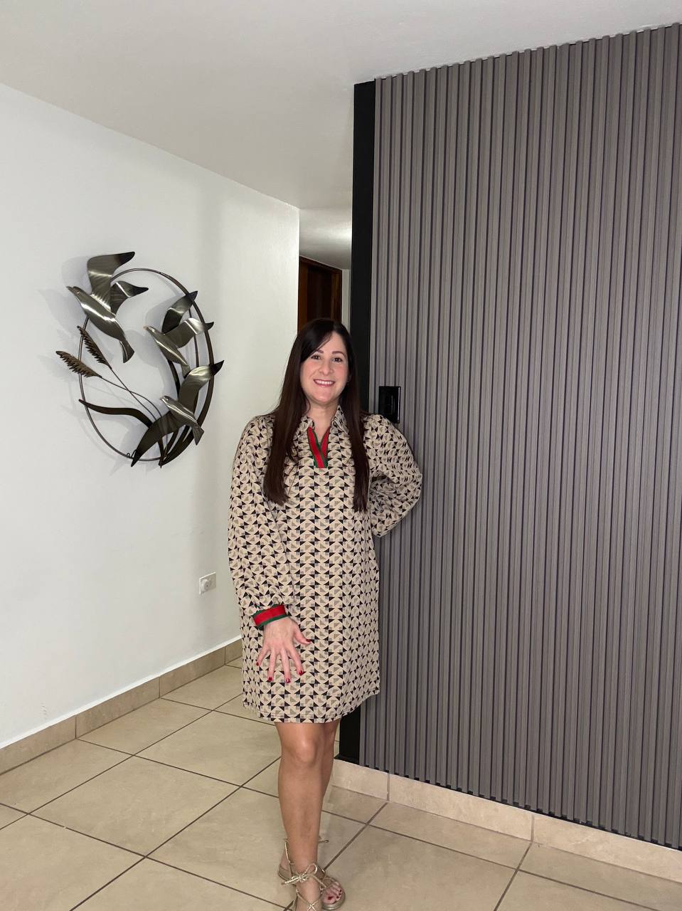 Taupe Geometric Dress